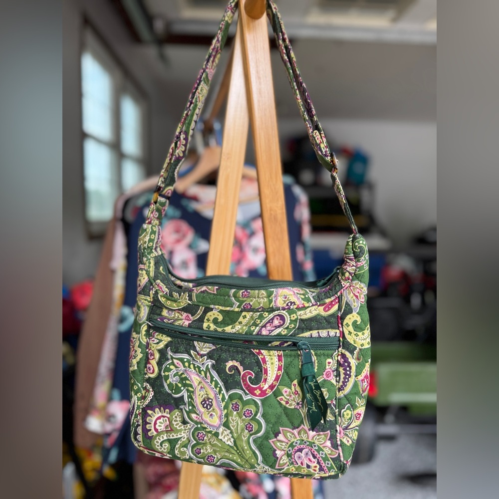 Vera Bradley Green and Pink Quilted Shoulder Bag - Picture 3 of 3